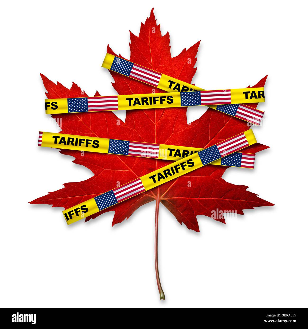 Canada USA Tariffs e US Canadian Tariff Trade War su Ottawa come ritorsione delle tasse sulle importazioni statunitensi nei confronti dei canadesi come tassazione economica o dazi nazionali Foto Stock