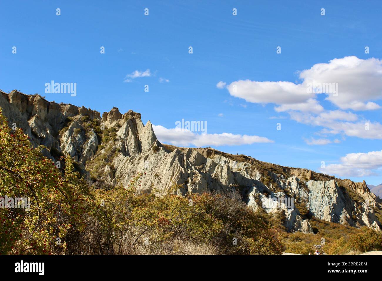 Cattedrali di argilla, Omarama Clay Cliffs, Geological Wonders, Waitaki Valley Foto Stock