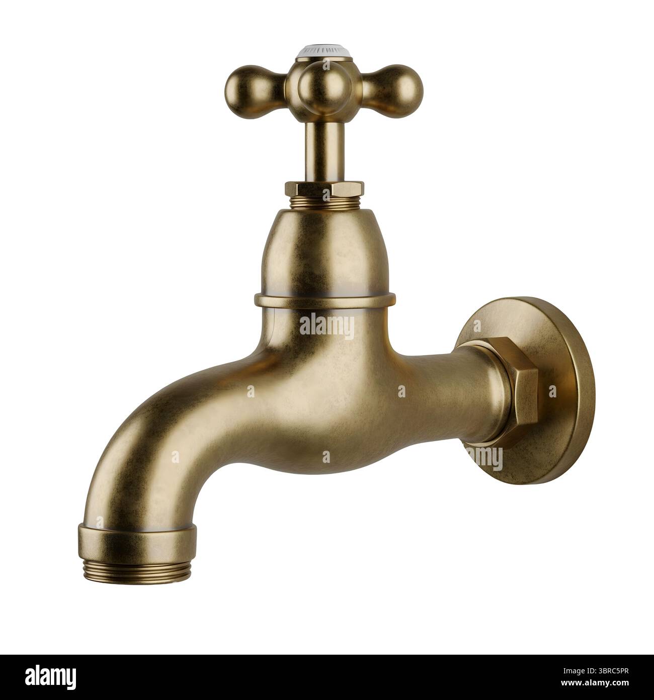 Rappresentazione 3D minimalista del rubinetto dell'acqua in un rendering morbido e liscio Foto Stock
