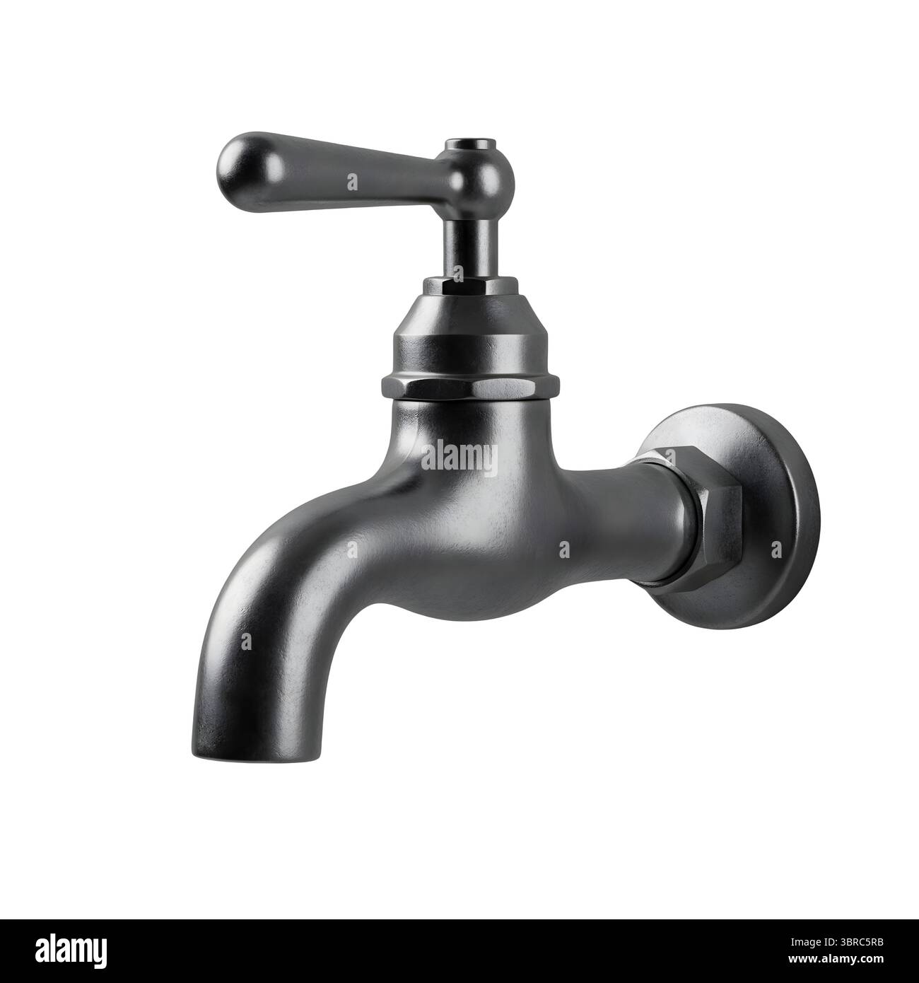 Rappresentazione 3D minimalista del rubinetto dell'acqua in un rendering morbido e liscio Foto Stock