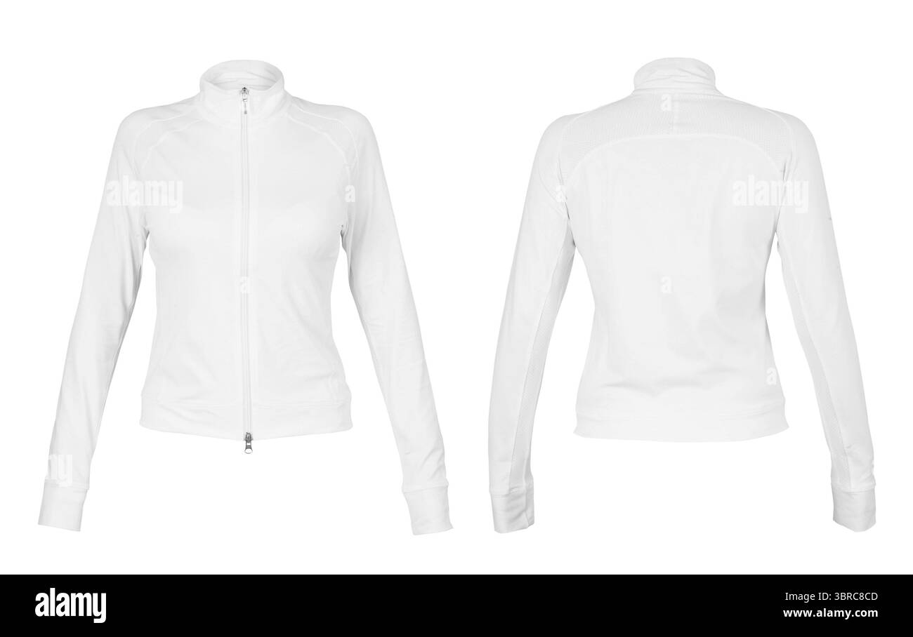 Fronte e retro t-shirt bianco isolato su sfondo bianco Foto Stock