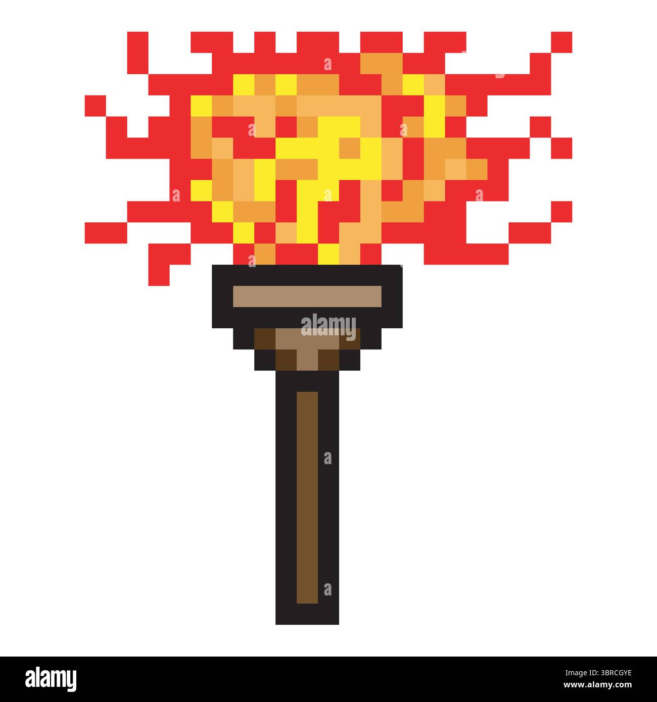 Torcia fiammeggiante in pixel art Illustrazione Vettoriale
