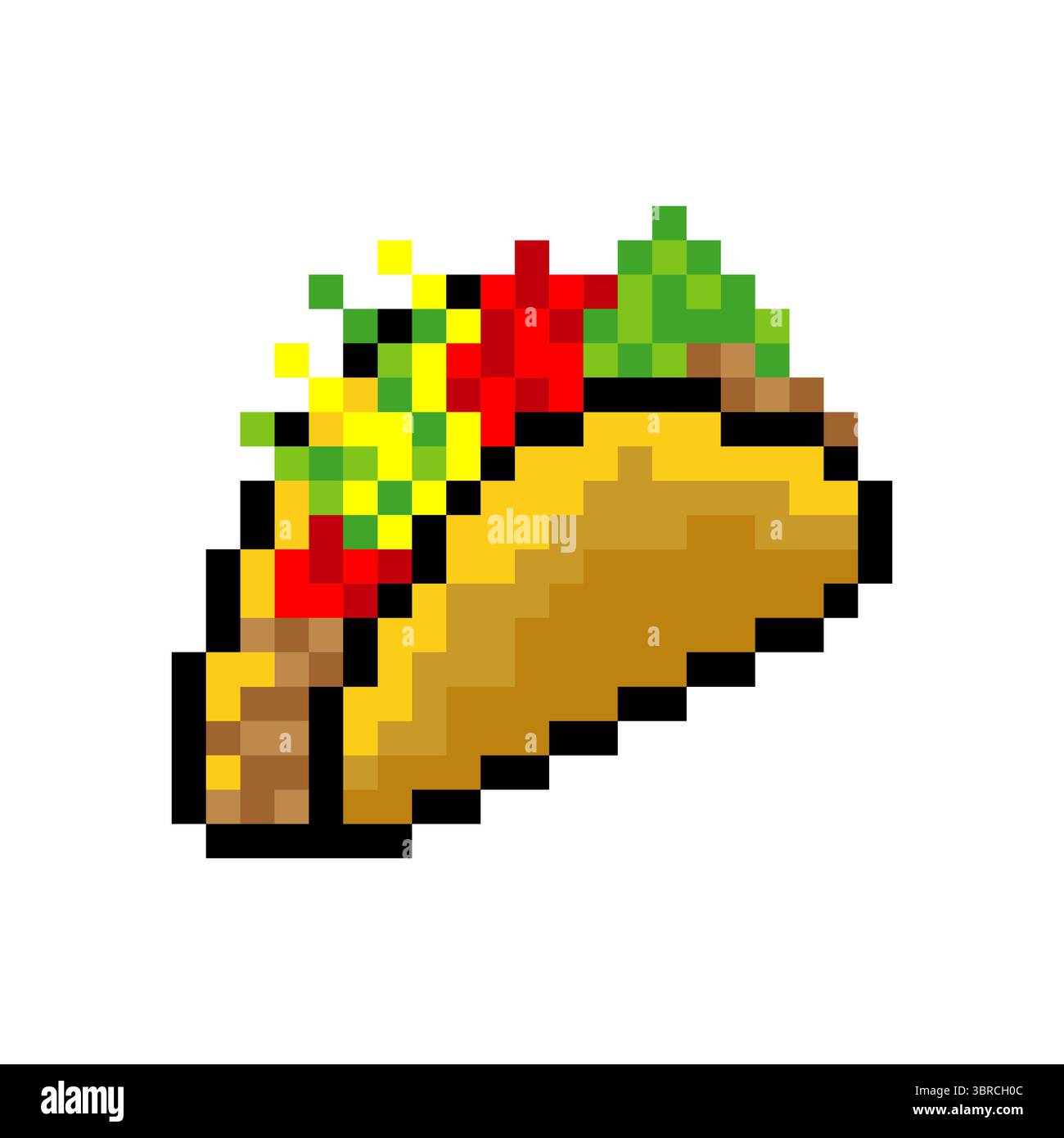 Cibo Taco in stile pixel art Illustrazione Vettoriale