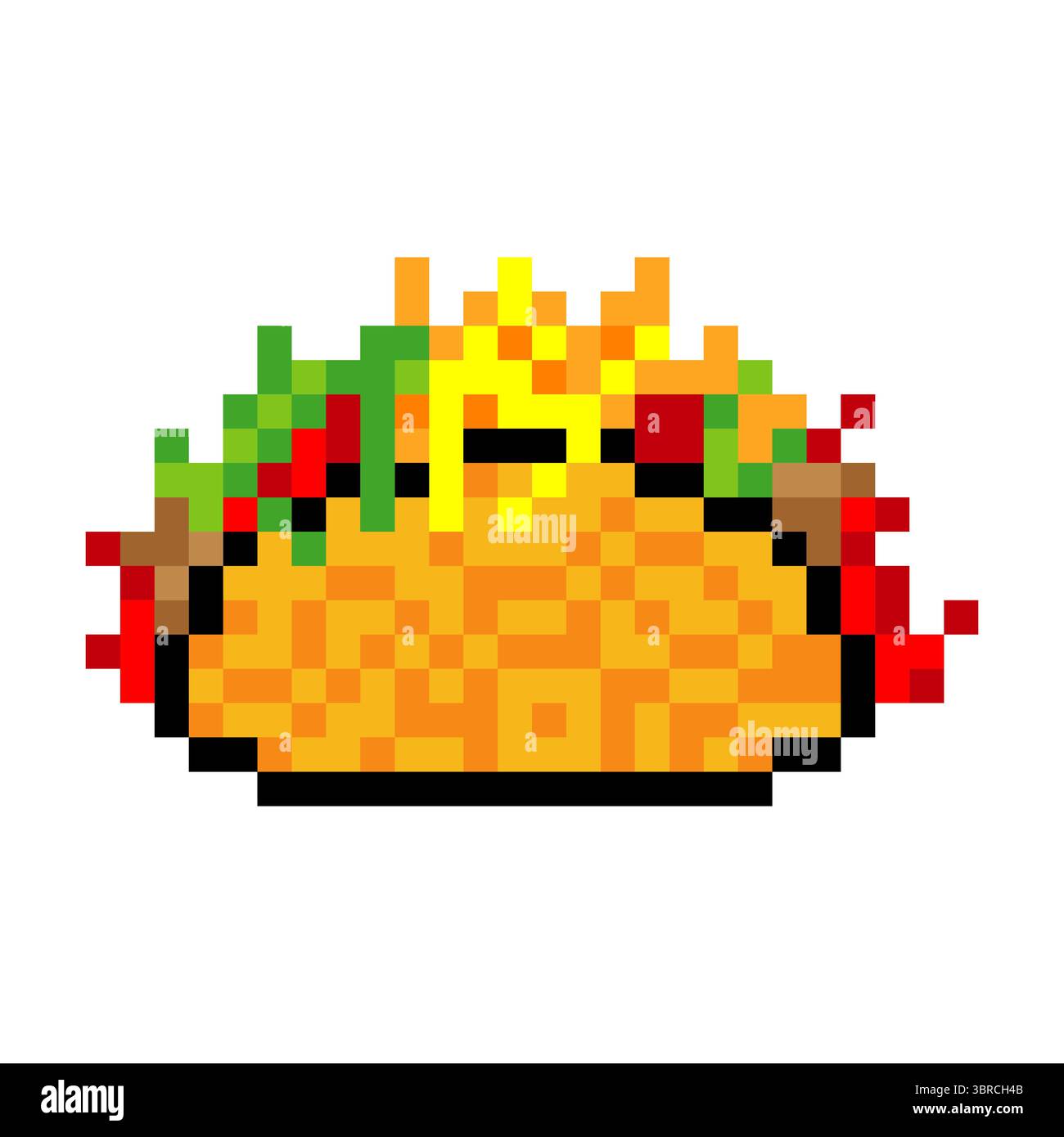taco messicano in stile pixel art Illustrazione Vettoriale