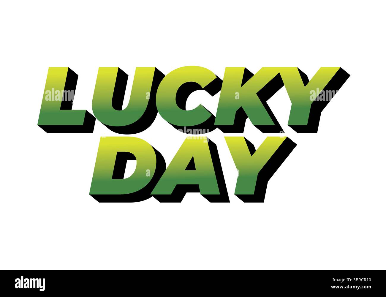 Grafica testuale stilizzata con le parole "GIORNO FORTUNATO" in grassetto, verde sfumato e giallo con effetto ombra. Illustrazione Vettoriale