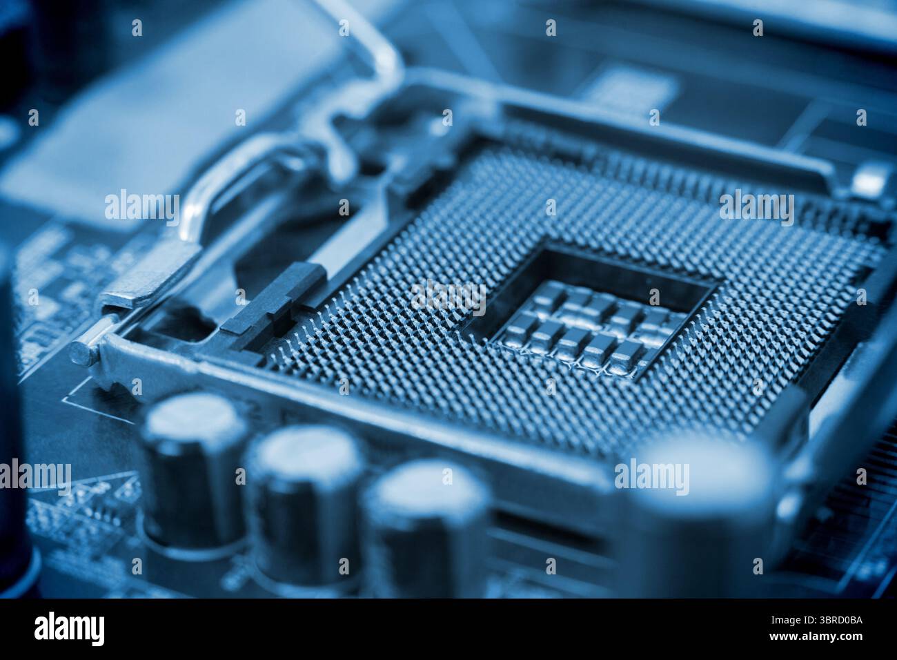 Primo piano di micro parti di chip per computer Foto Stock