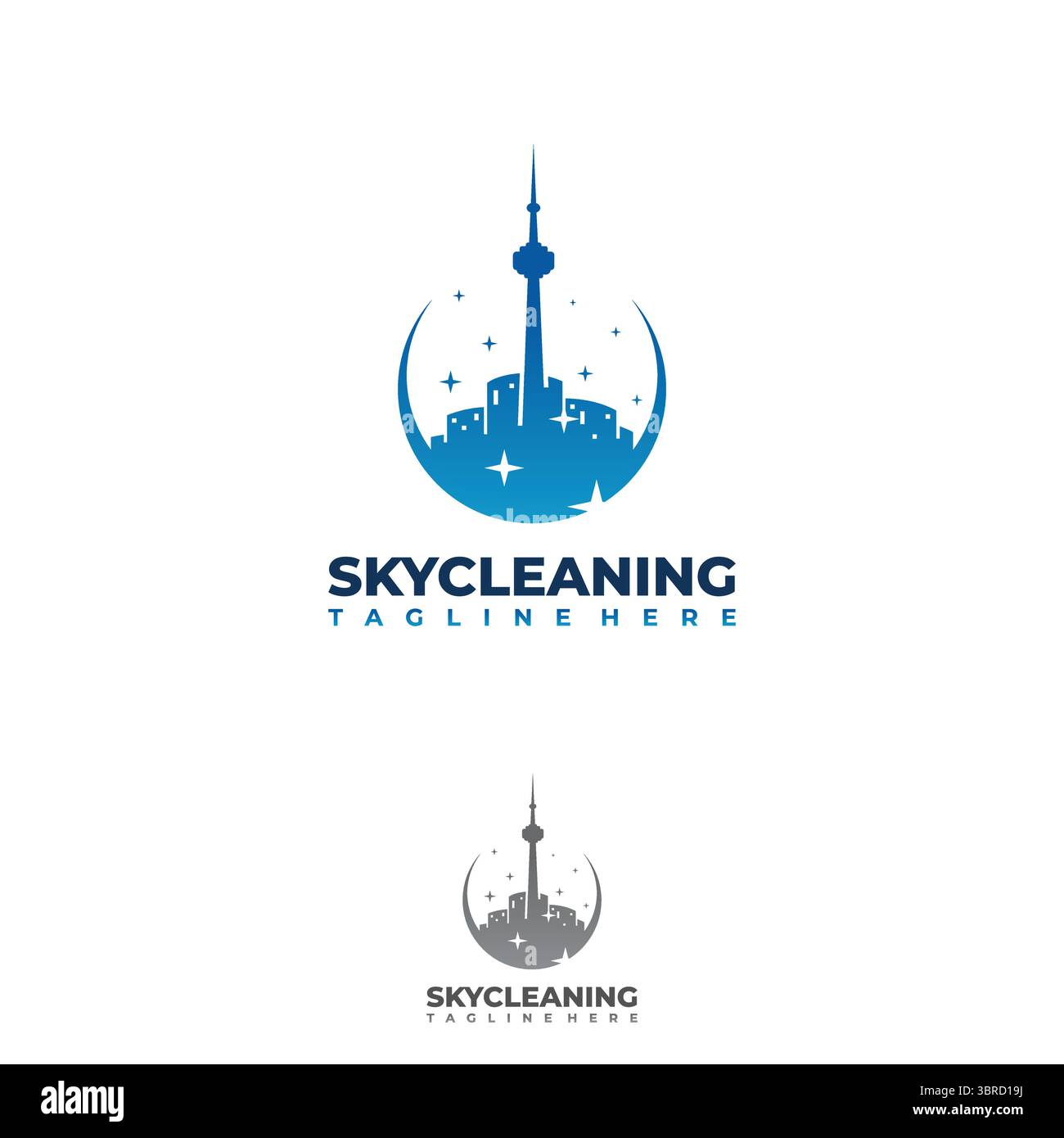 Urban Cleaning Design moderno logo con skyline di Toronto. Illustrazione vettoriale Illustrazione Vettoriale