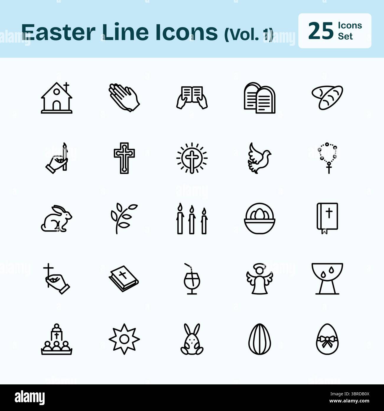 Icone della linea di Pasqua (Vol.1) Illustrazione Vettoriale