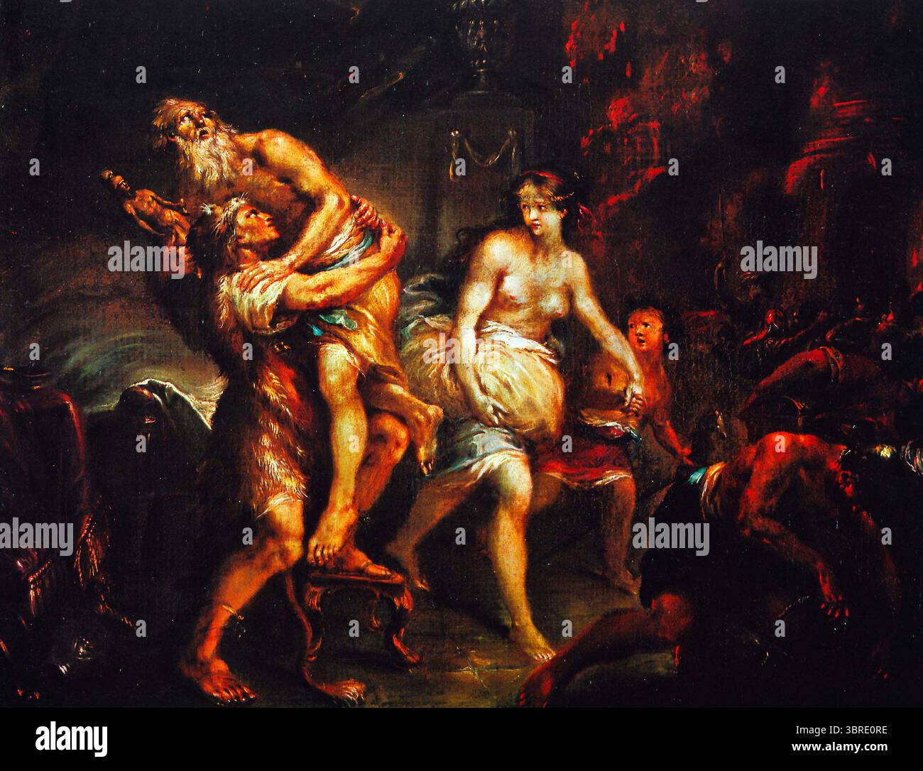 Martin Johann Schmidt - Museo di Belle Arti, Budapest - Enea che salva suo padre dal fuoco a Troia che porta Anchise Foto Stock