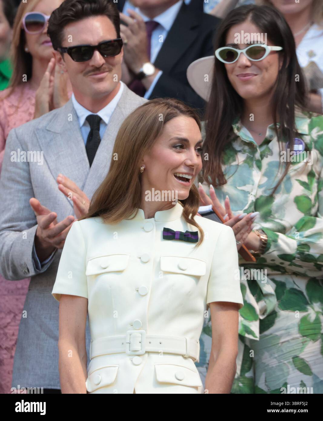 Londra, Regno Unito. 12 luglio 2025. Catherine, Principessa di Galles, si trova nella Royal Box ai Campionati di Wimbledon 2025 per la finale femminile di Londra, sabato 12 luglio 2025. Foto di Hugo Philpott/UPI credito: UPI/Alamy Live News Foto Stock