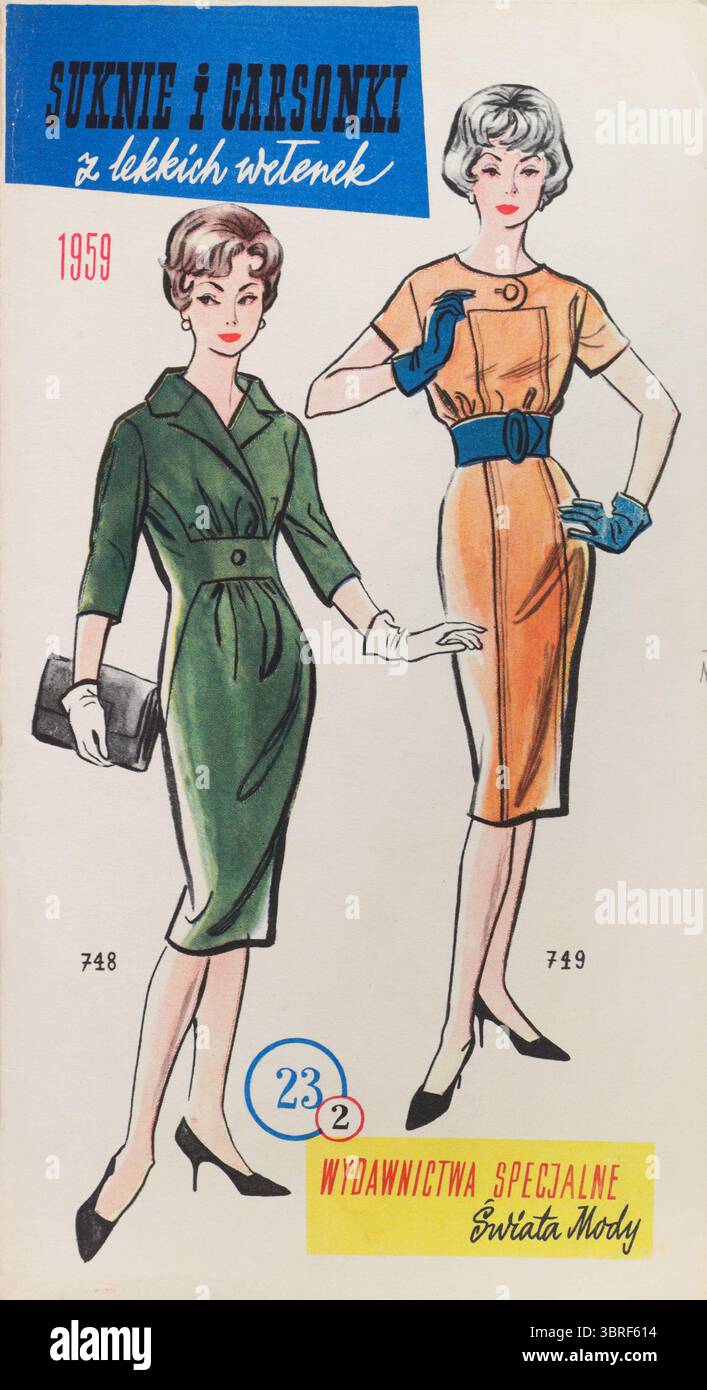 Copertina di supplementi pieghevoli per la rivista di moda "Swiat Mody", Polonia, 1959 Foto Stock
