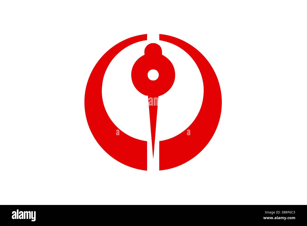 Bandiera di Hachinohe, Aomori - bandiera ufficiale della città di Hachinohe, Giappone, emblema bianco stilizzato su campo blu profondo, simbolo comunale adottato 1962 Illustrazione Vettoriale