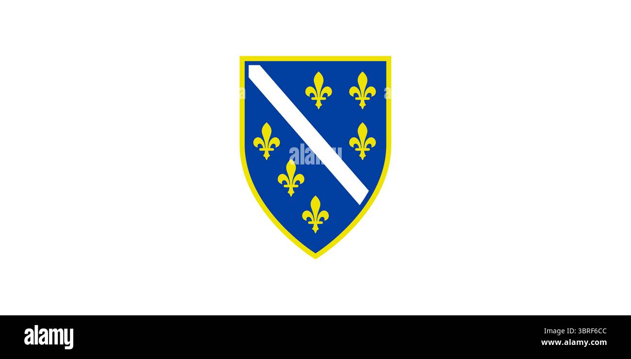 Bandiera della Bosnia ed Erzegovina (1992-1998) - bandiera nazionale ufficiale con sfondo blu, triangolo giallo e stelle bianche, prima indipendenza Illustrazione Vettoriale