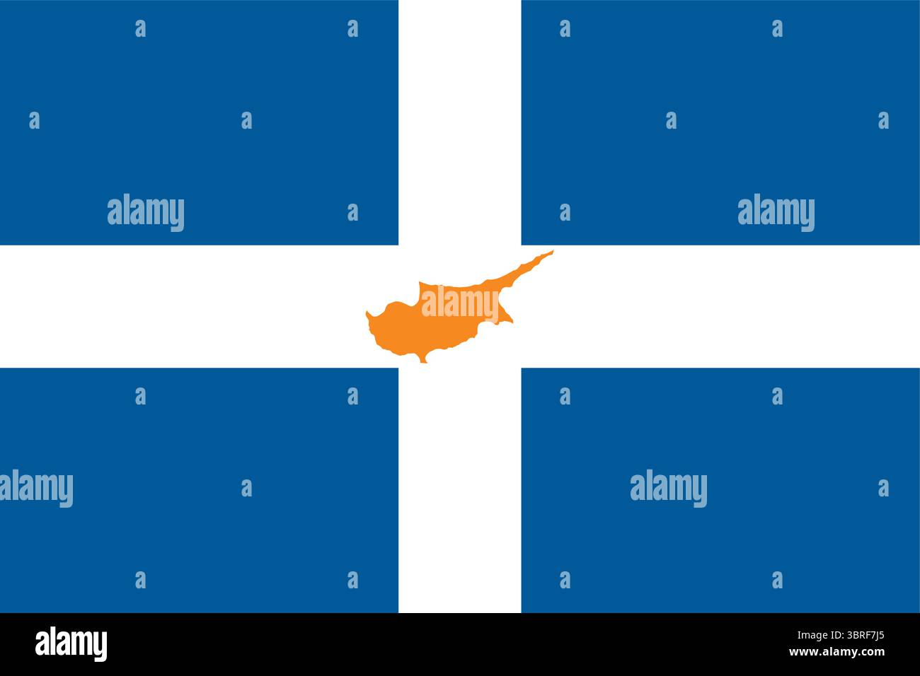 Bandiera di Cipro: Campo bianco con profilo dell'isola color rame-arancio e rami di ulivo verdi, simbolo di pace e unità, illustrazione vettoriale Illustrazione Vettoriale