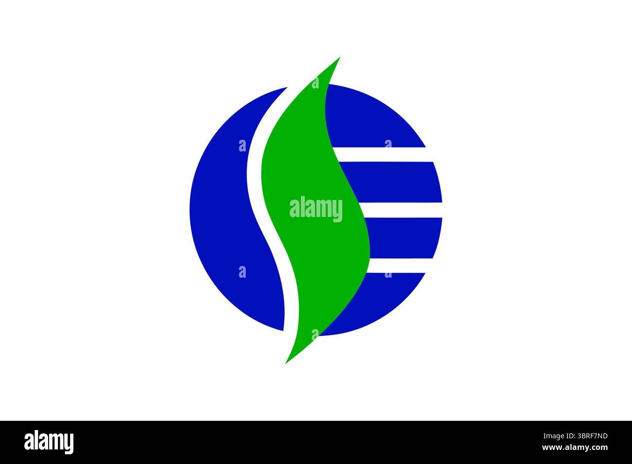 Bandiera di ISE, Prefettura di mie, Giappone: Bandiera municipale ufficiale con emblema stilizzato che simboleggia il grande Santuario di ISE, blu su bianco, illustrazione vettoriale Illustrazione Vettoriale