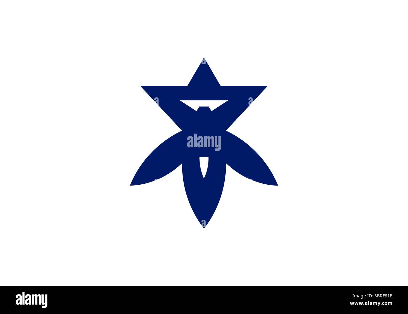 Bandiera di Takatsuki, Osaka - bandiera ufficiale della città con l'emblema stilizzato kanji 高 (Taka), che simboleggia l'unità tra Osaka e Kyoto Illustrazione Vettoriale