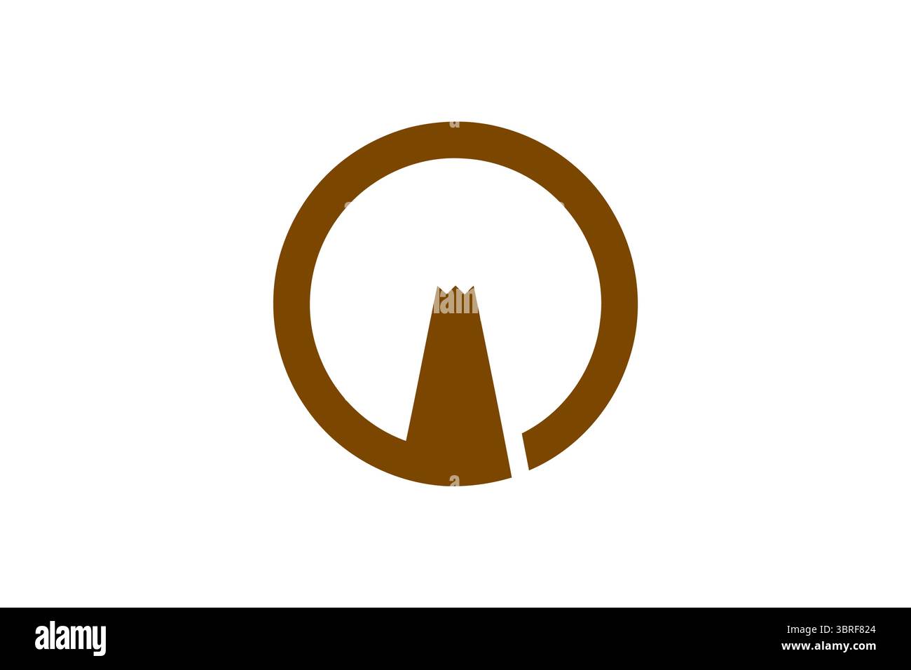 Bandiera di Gotemba, Shizuoka - bandiera ufficiale della città con l'emblema stilizzato "G" che rappresenta il Monte Fuji e il Monte Hakone, adottata nel 1957 Illustrazione Vettoriale