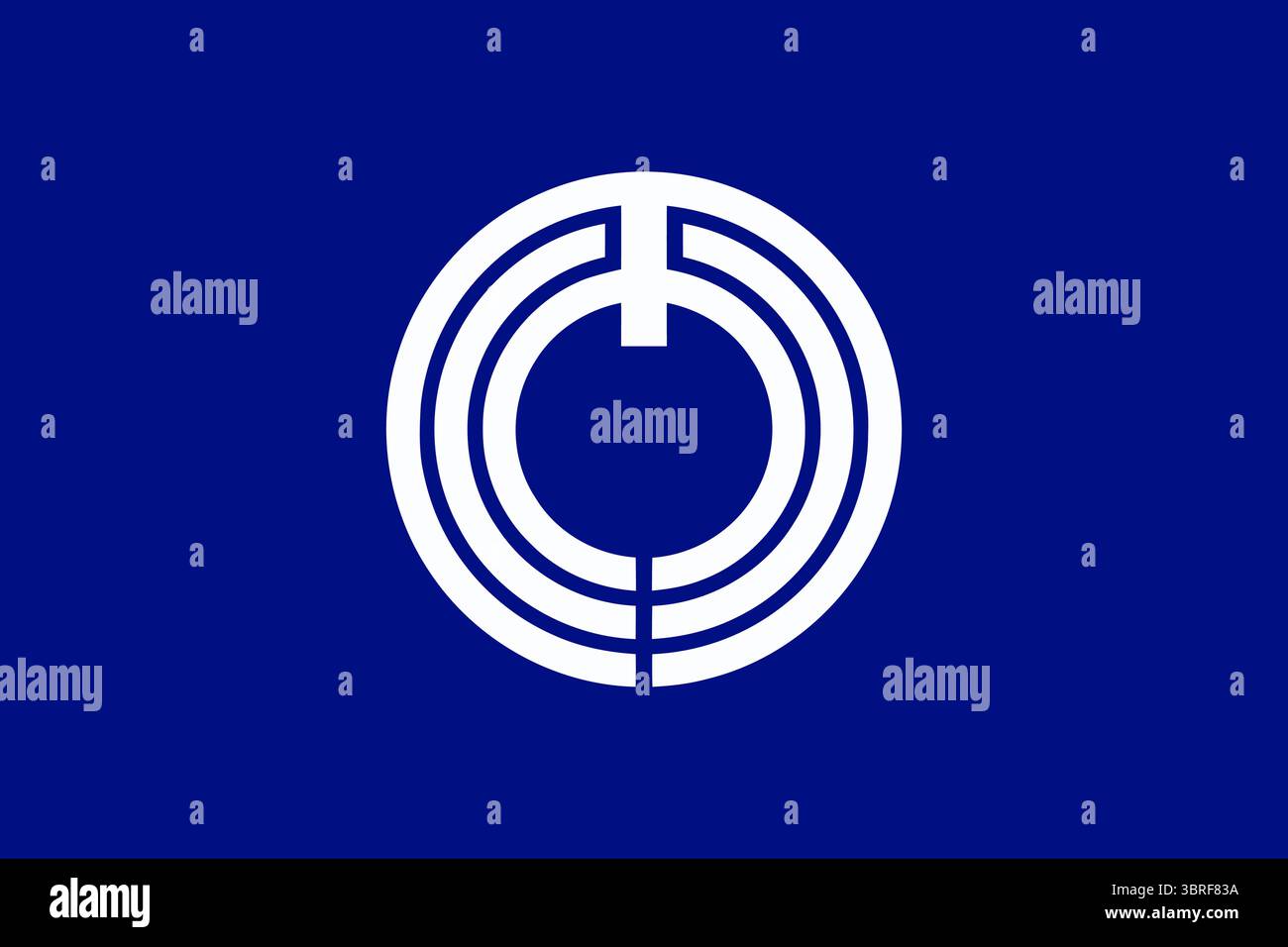 Bandiera di Hiratsuka, Kanagawa - campo bianco con emblema verde stilizzato che rappresenta la natura locale e l'armonia civica, bandiera comunale, illustrazione vettoriale Illustrazione Vettoriale