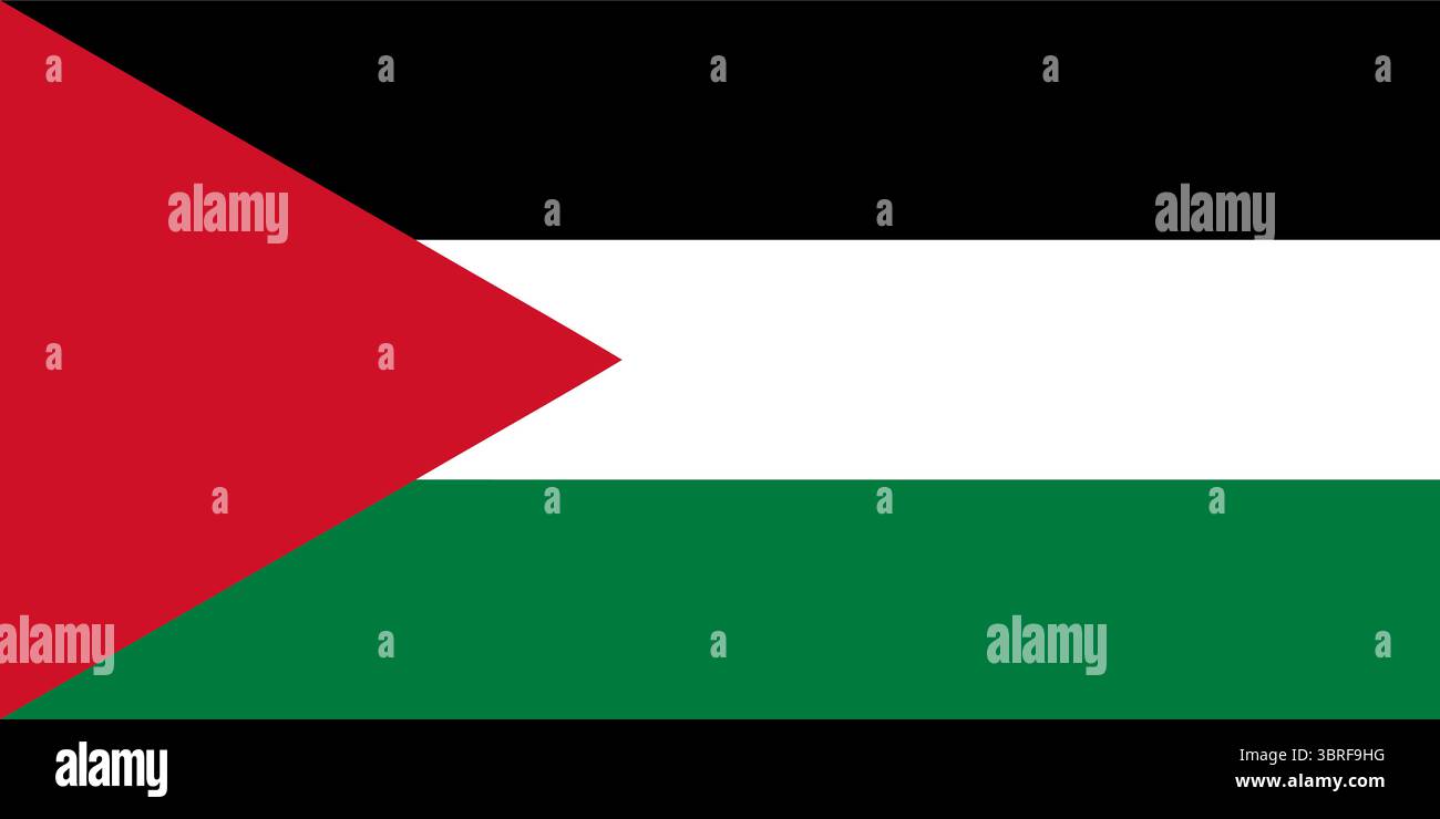 Bandiera della Federazione araba (1958) – tricolore orizzontale nero-bianco-verde con due stelle rosse a sette punte, unione di Iraq e Giordania, vettore Illustrazione Vettoriale
