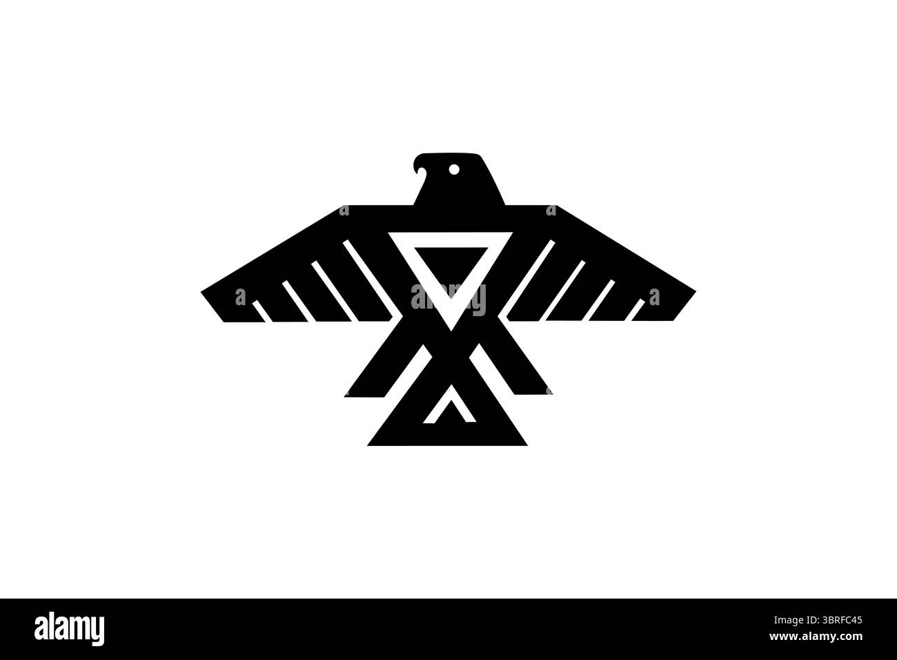 Bandiera del popolo Anishinaabe: Emblema thunderbird bianco su sfondo rosso, illustrazione vettoriale, design piatto Illustrazione Vettoriale