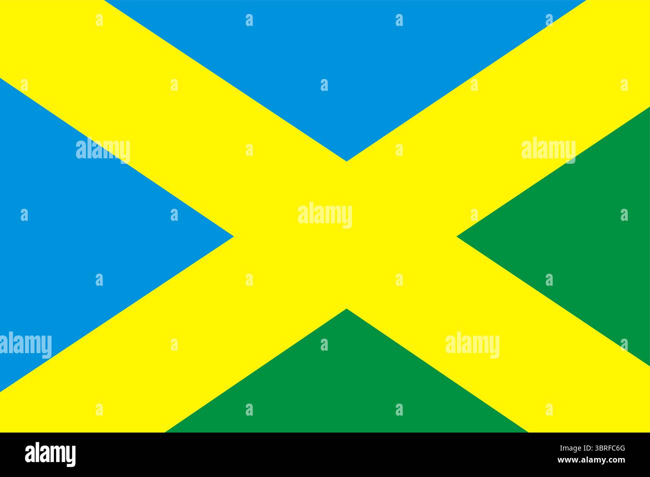 Bandiera di Fastiv Raion, Oblast di Kiev, Ucraina – illustrazione vettoriale ufficiale della bandiera del distretto con campo blu-verde, salume giallo, design piatto Illustrazione Vettoriale