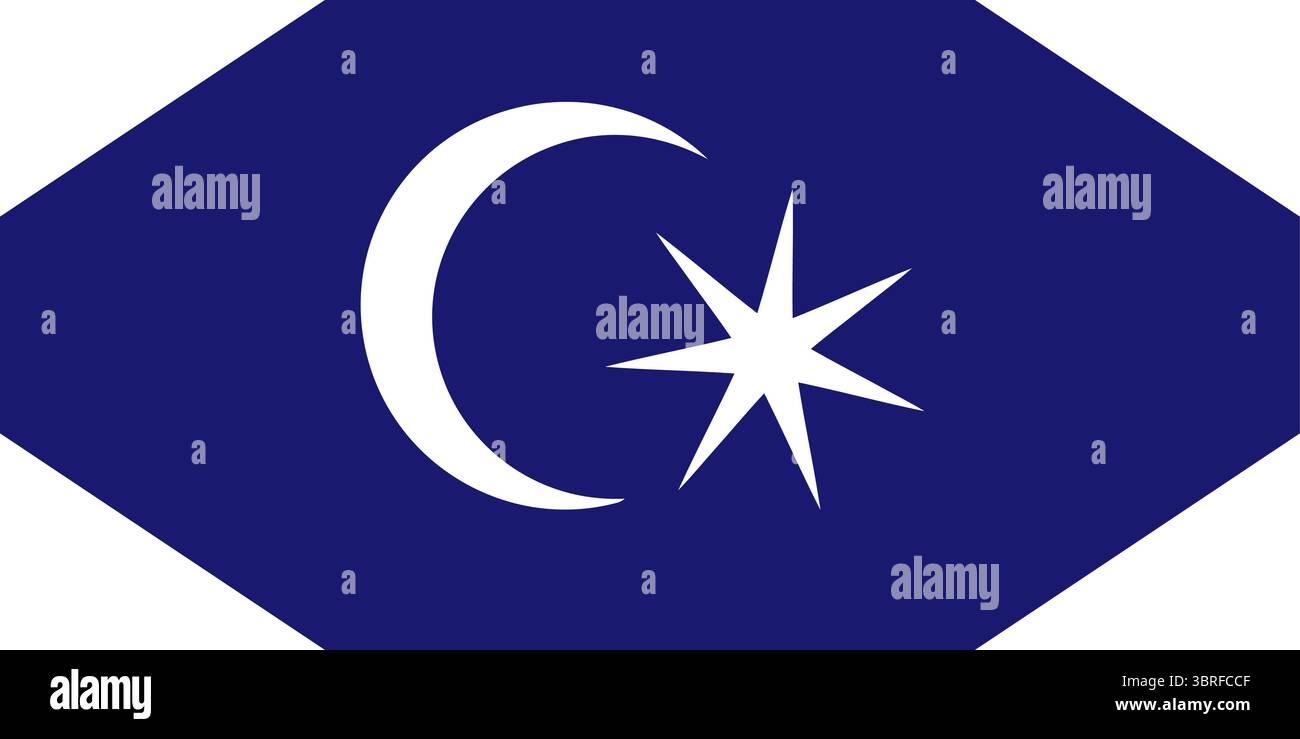 Bandiera di Bendera Permaisuri Johor – bandiera reale ufficiale di Johor Queen, Malesia, illustrazione vettoriale, design piatto pulito, senza sfondo Illustrazione Vettoriale