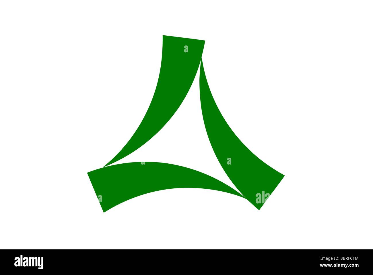 Bandiera ufficiale della città di Minoo, prefettura di Osaka, Giappone: Emblema bianco a foglia stilizzata su campo verde, bandiera municipale giapponese, illustrazione vettoriale Illustrazione Vettoriale