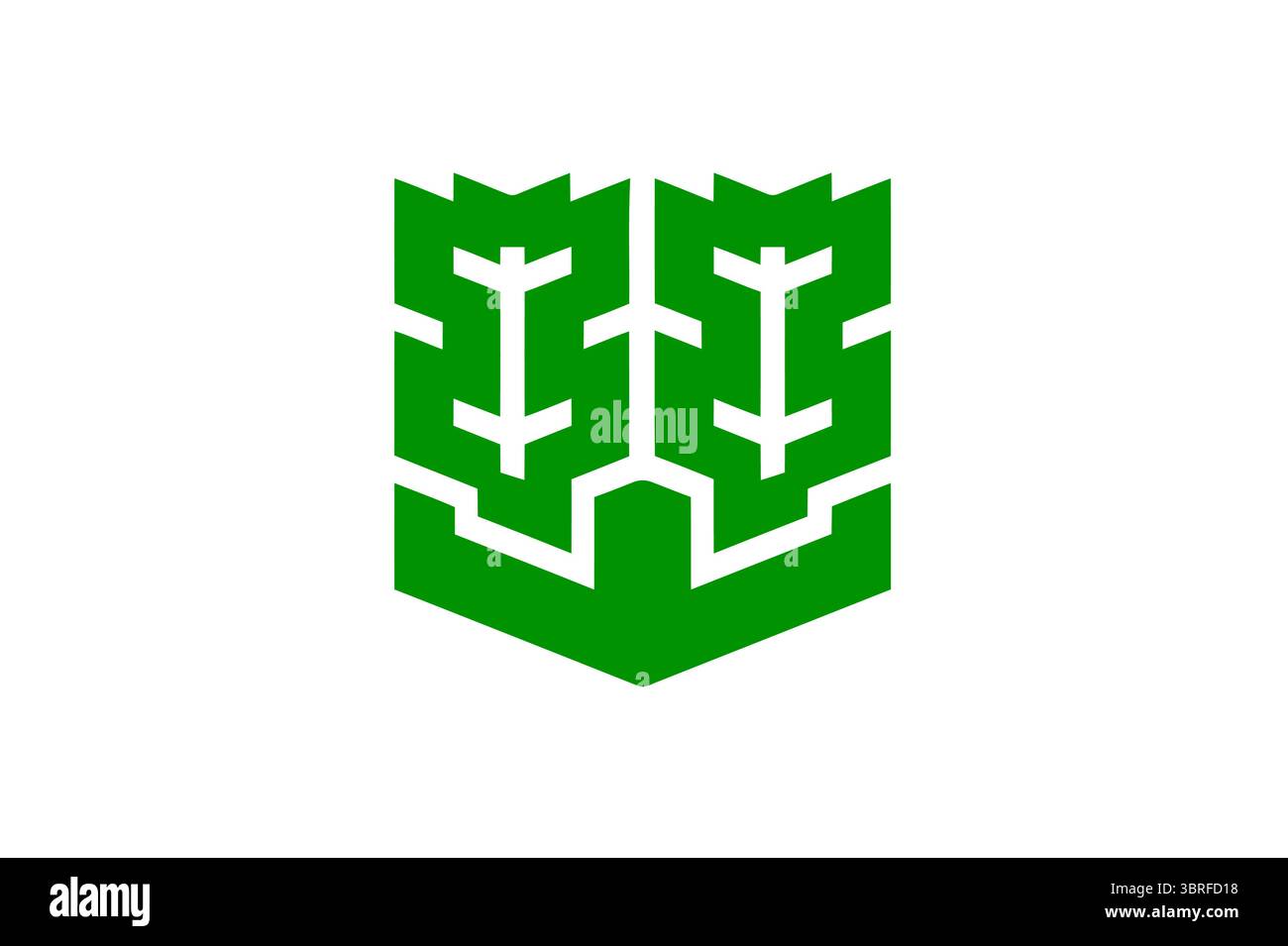 Bandiera ufficiale della città di Matsuyama, prefettura di Ehime, Giappone, emblema bianco su sfondo viola, simbolo municipale, illustrazione vettoriale su sfondo bianco Illustrazione Vettoriale