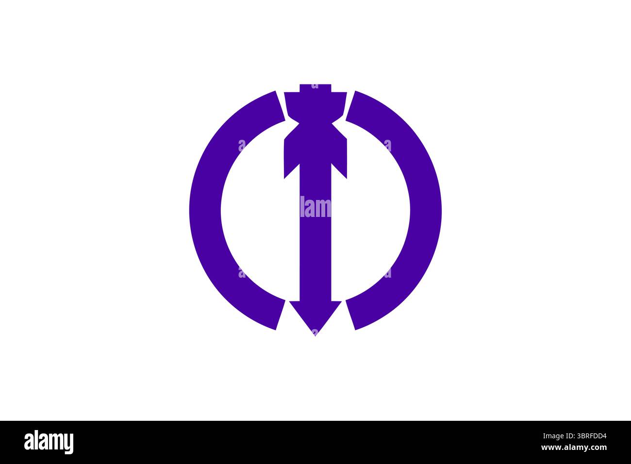 Bandiera ufficiale della città di Neyagawa, prefettura di Osaka, Giappone, emblema stilizzato bianco su sfondo viola, bandiera giapponese municipale, illustrazione vettoriale Illustrazione Vettoriale
