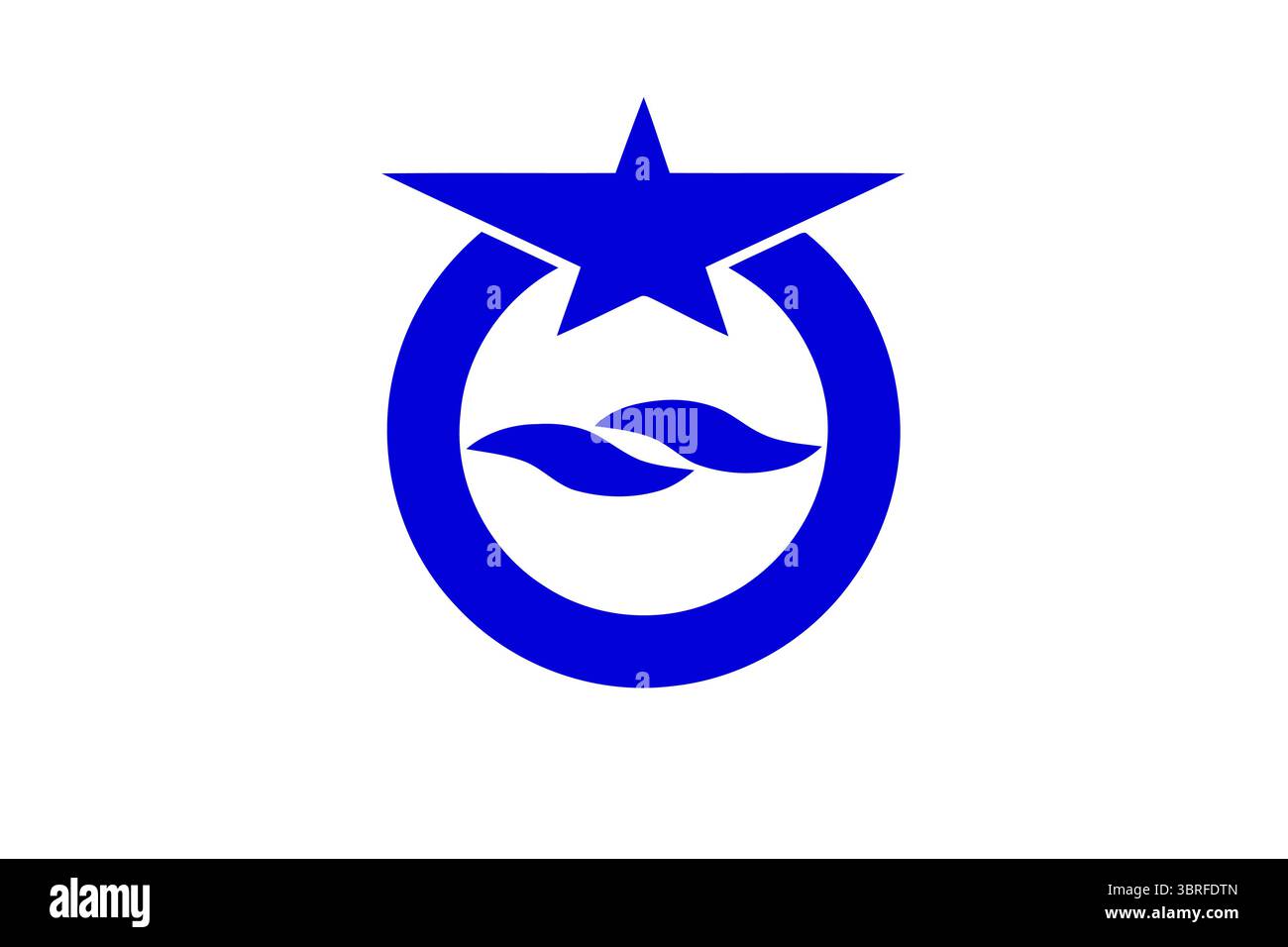 Bandiera ufficiale della città di Ōtsu, prefettura di Shiga, Giappone, emblema bianco minimalista su sfondo blu, simbolo municipale, illustrazione vettoriale su sfondo bianco Illustrazione Vettoriale