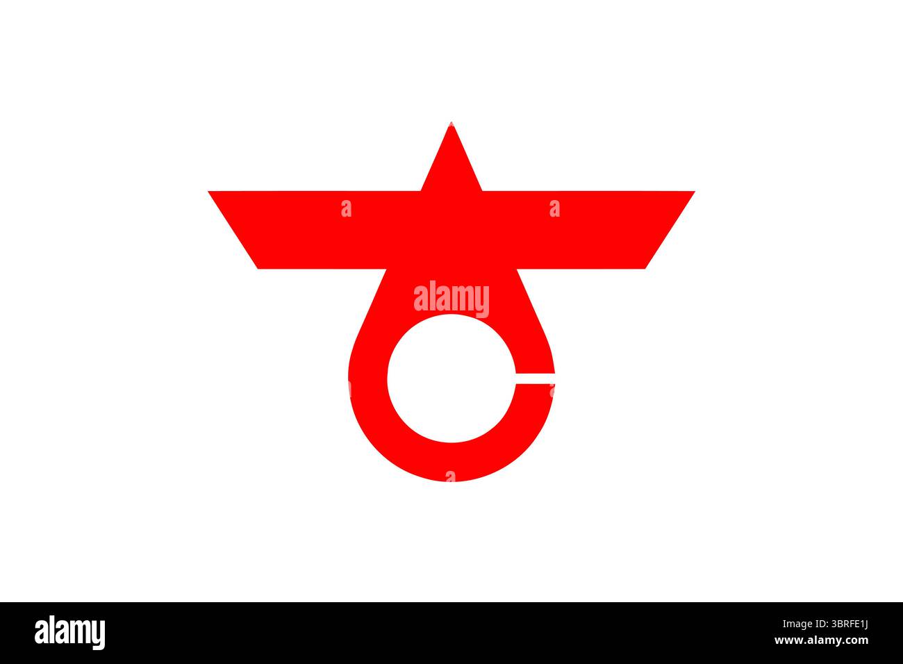 Bandiera ufficiale della città di Ōsakasayama, prefettura di Osaka, Giappone, emblema circolare bianco sul campo verde, striscione municipale minimalista, illustrazione vettoriale Illustrazione Vettoriale