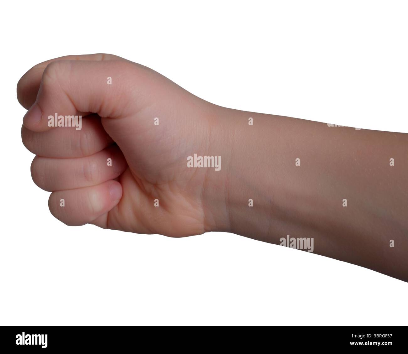 Un pugno stringato simboleggia la forza e la motivazione in un allenamento. Foto Stock