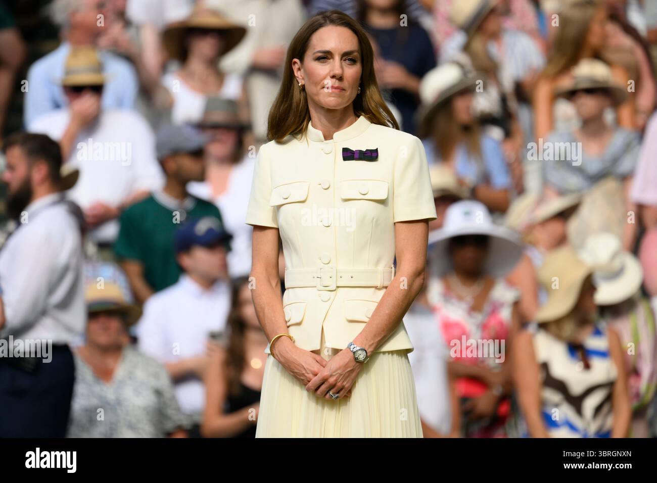 12/07/2025. Londra, Regno Unito. Catherine, Principessa di Galles, presenta i trofei alle finali di Wimbledon Tennis Ladies Singles, Londra, Regno Unito. Crediti fotografici: Ray Tang Foto Stock