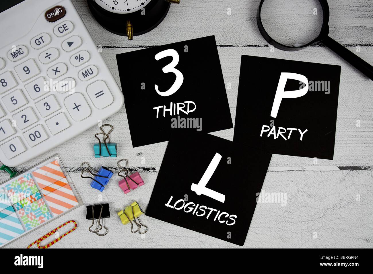 3PL abbreviazione di Third-party Logistics frase di testo del concetto aziendale e finanziario Foto Stock