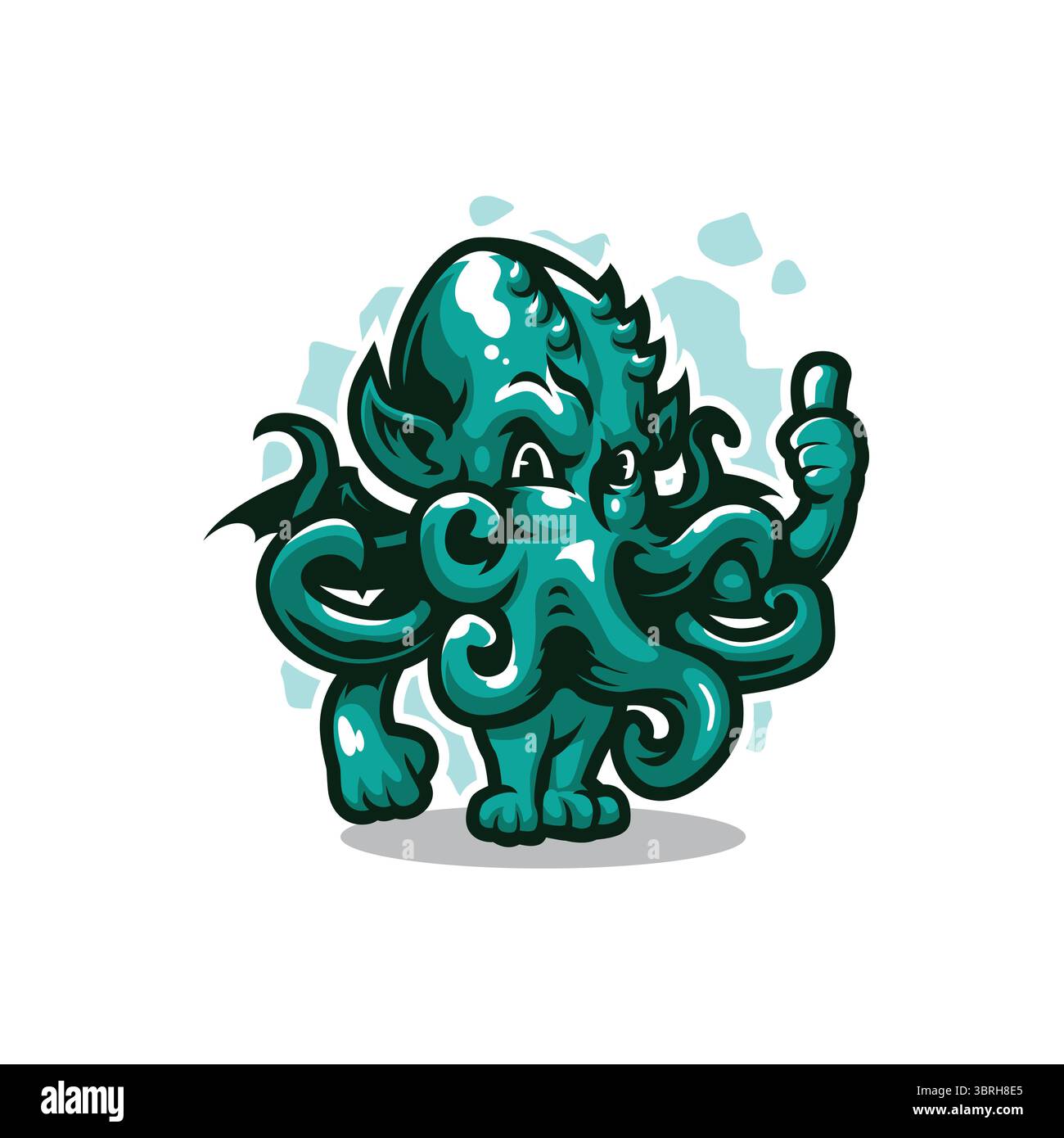 Design vettoriale con logo mascotte Cthulhu con stile concept per la stampa di badge, emblemi e t shirt. Illustrazione Smart cthulhu. Illustrazione Vettoriale