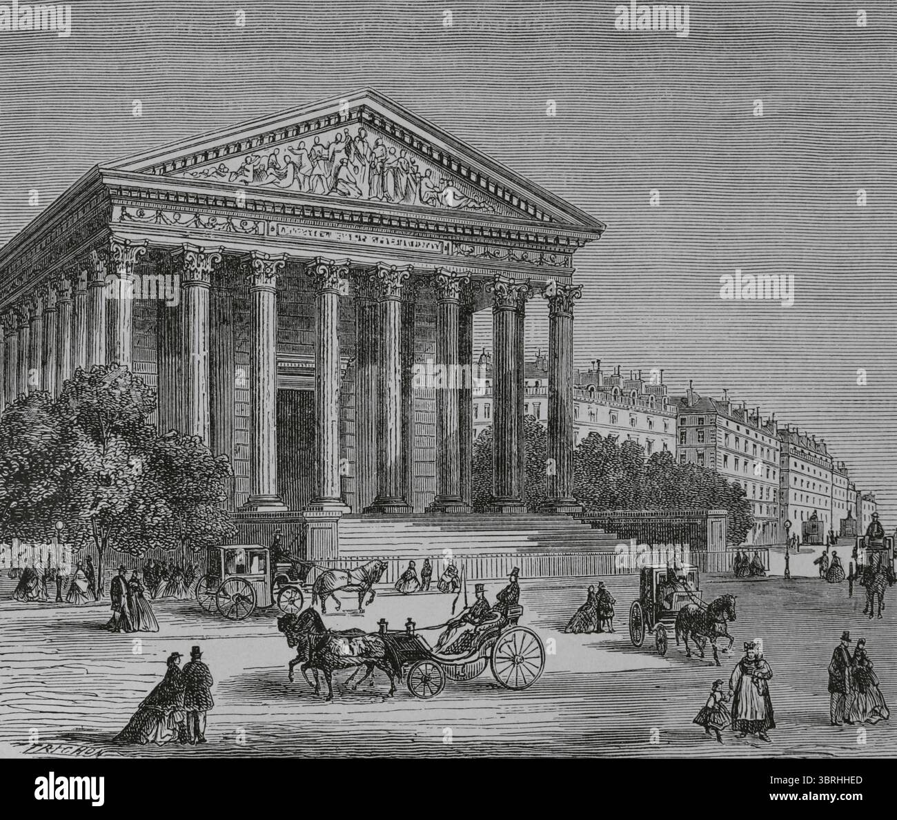 Parigi, Francia. La Madeleine (Chiesa di Santa Maria Maddalena). Incisione di Trichon. Histoire de Paris et de ses Monuments (storia di Parigi e dei suoi monumenti), 1895. Foto Stock