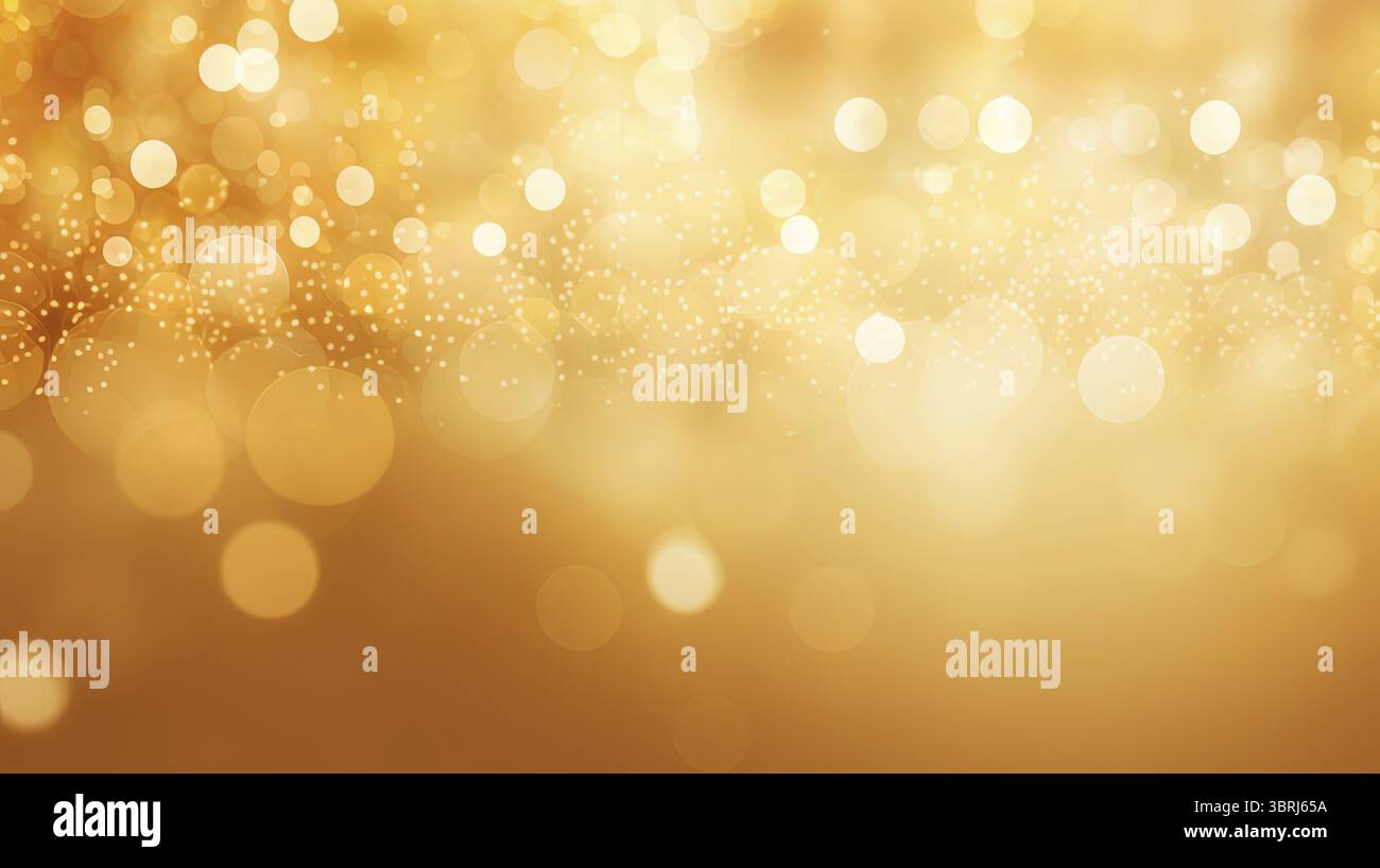 Sfondo dorato scintillante. Le luci spot sfocate scintillanti hanno una texture dorata brillante Foto Stock