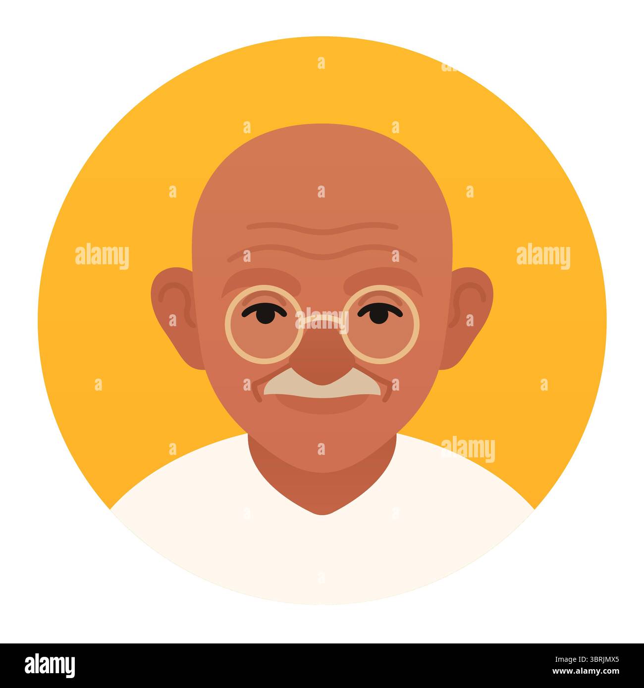 22 giugno 2025: Ritratto vettoriale di Mahatma Gandhi in semplice stile carino. Illustrazione Vettoriale