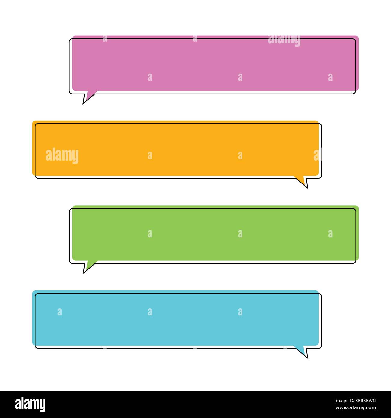 set di design rettangolare a 4 colori per chat box Illustrazione Vettoriale