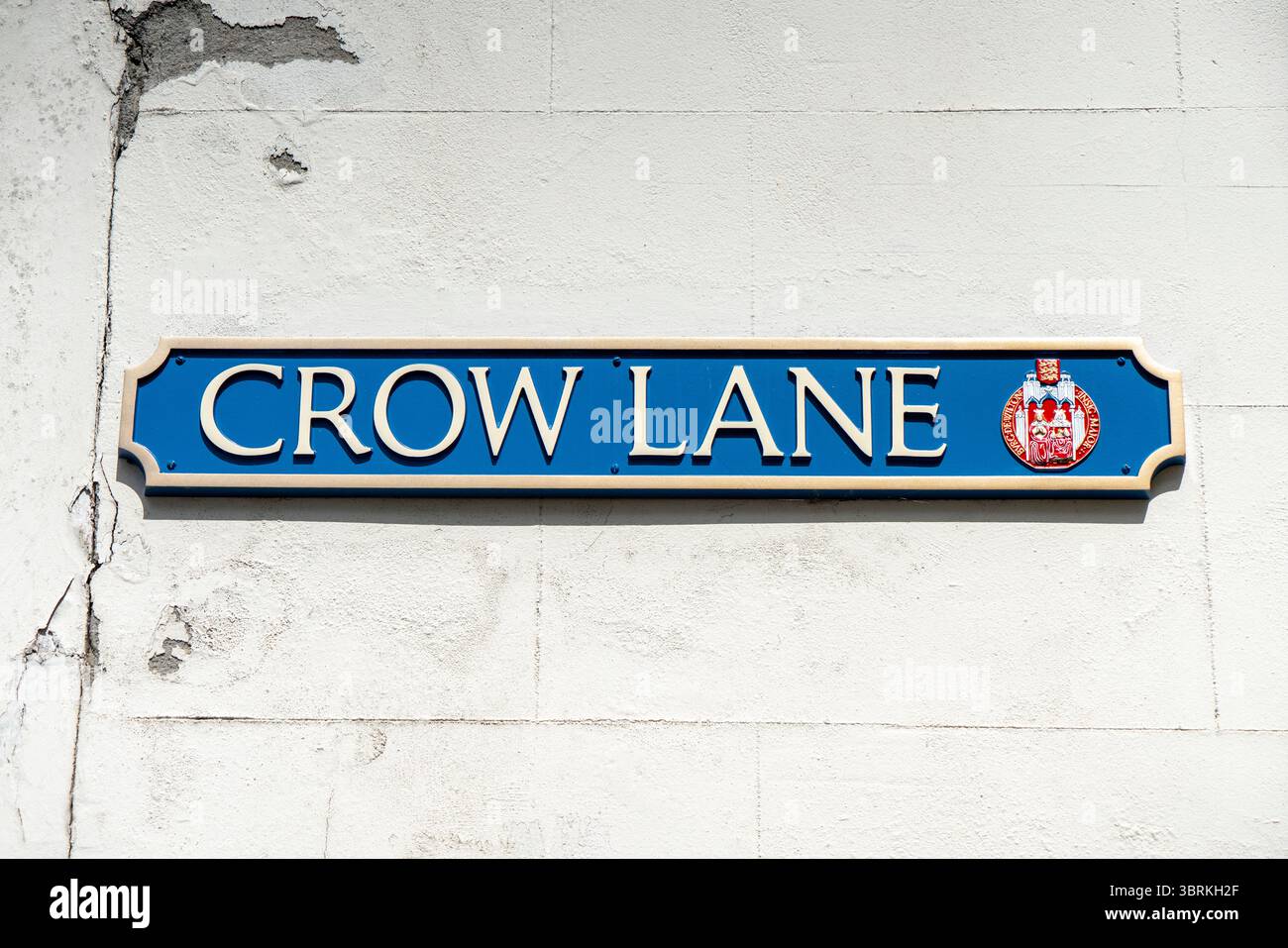 Cartello con il nome della strada Crow Lane Foto Stock