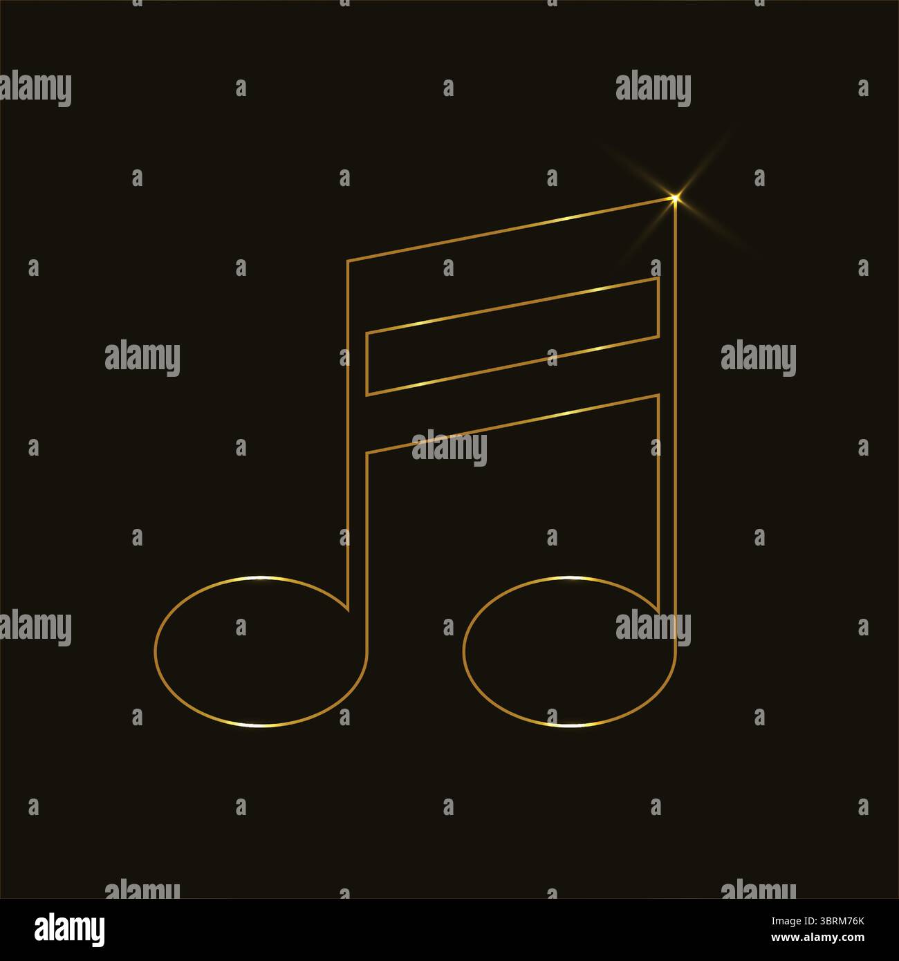 Vettore di note musicali d'oro. Elegante logo musicale art. Linea luminosa art. Elegante tema artistico musicale. Grafica musicale minimalista. Logo musicale vettoriale moderno. Illustrazione Vettoriale