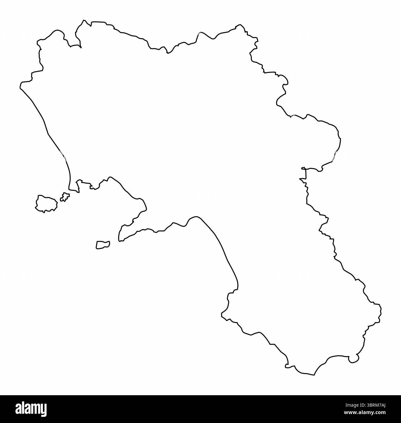 Mappa di contorno della Campania isolata su sfondo bianco, Italia Illustrazione Vettoriale