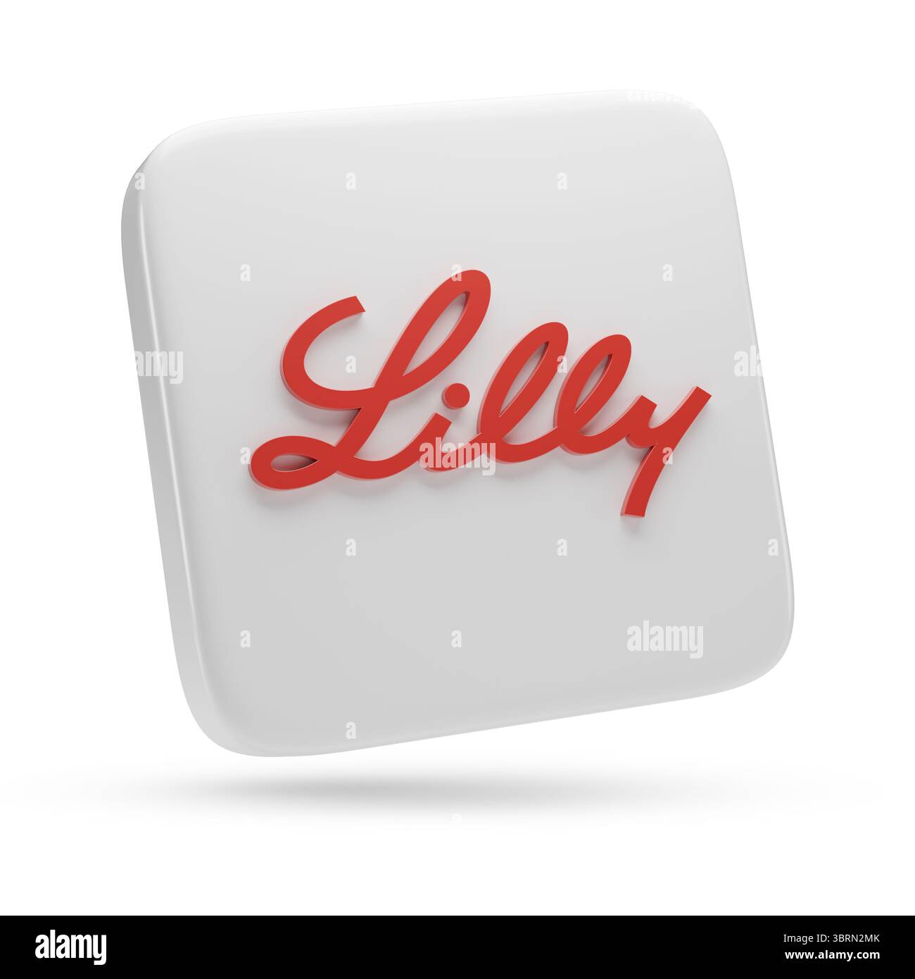 Buenos Aires, Argentina; 9 luglio 2025: Logo Lilly in tre dimensioni isolato su sfondo bianco. illustrazione 3d. Foto Stock