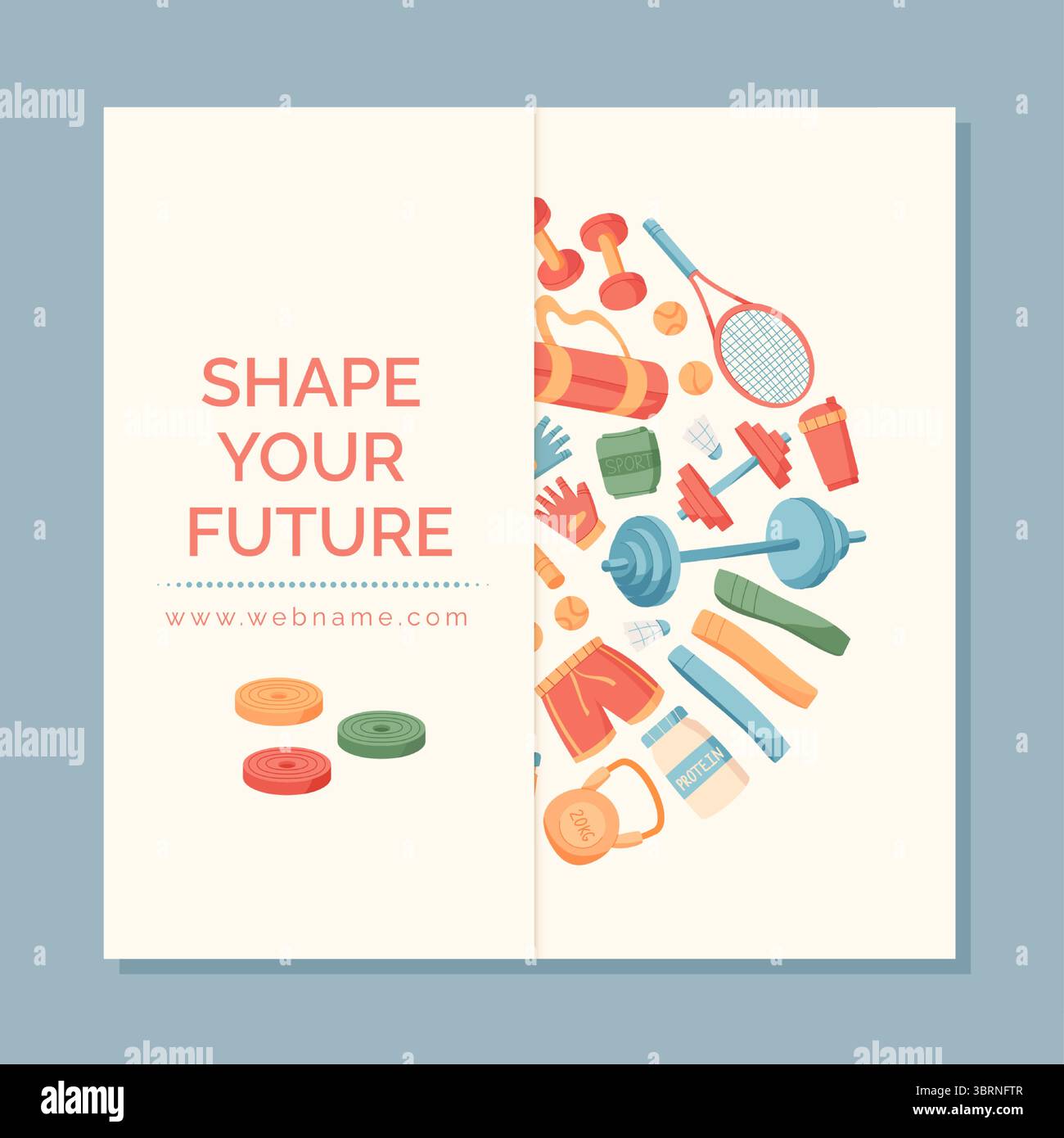 Design piatto per attrezzature sportive Illustrazione Vettoriale