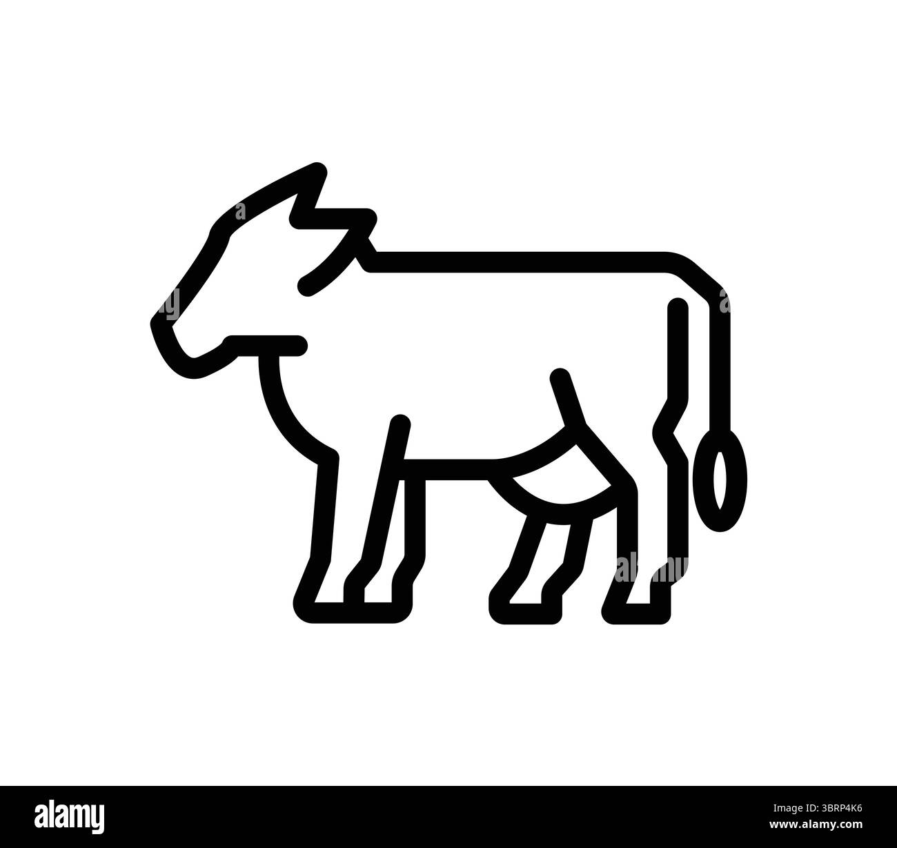 Un contorno minimalista che illustra una mucca adatta a vari progetti di design, sottolineando la semplicità e l'eleganza nell'arte a tema agricolo. Illustrazione Vettoriale