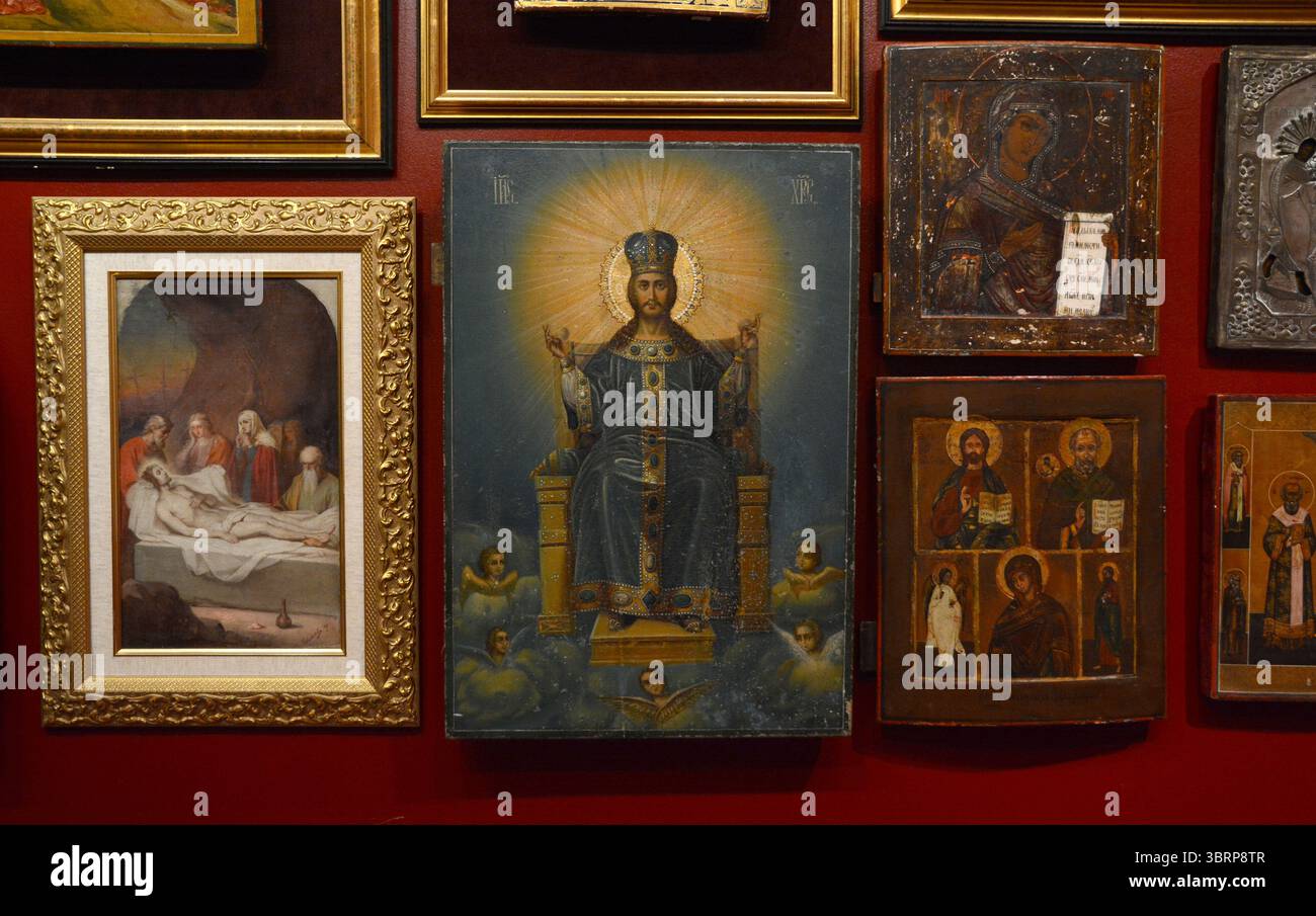 Gruppo di icone religiose russe Foto Stock