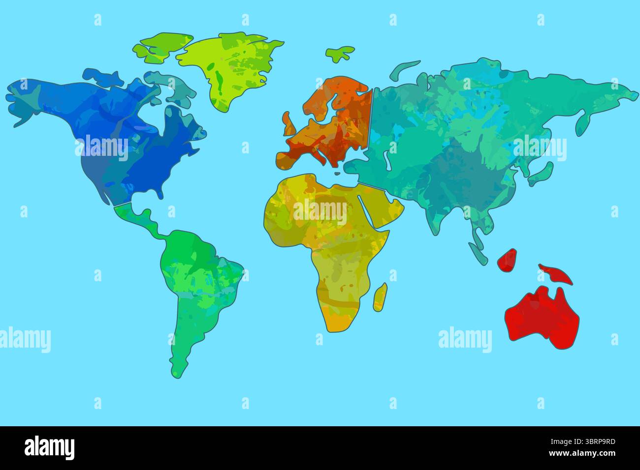 Mappa del mondo su sfondo blu Foto Stock