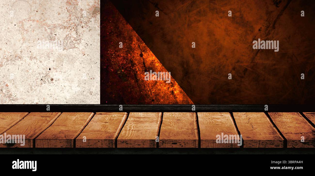 Immagine grafica del computer dello scaffale vuoto sulla parete Foto Stock