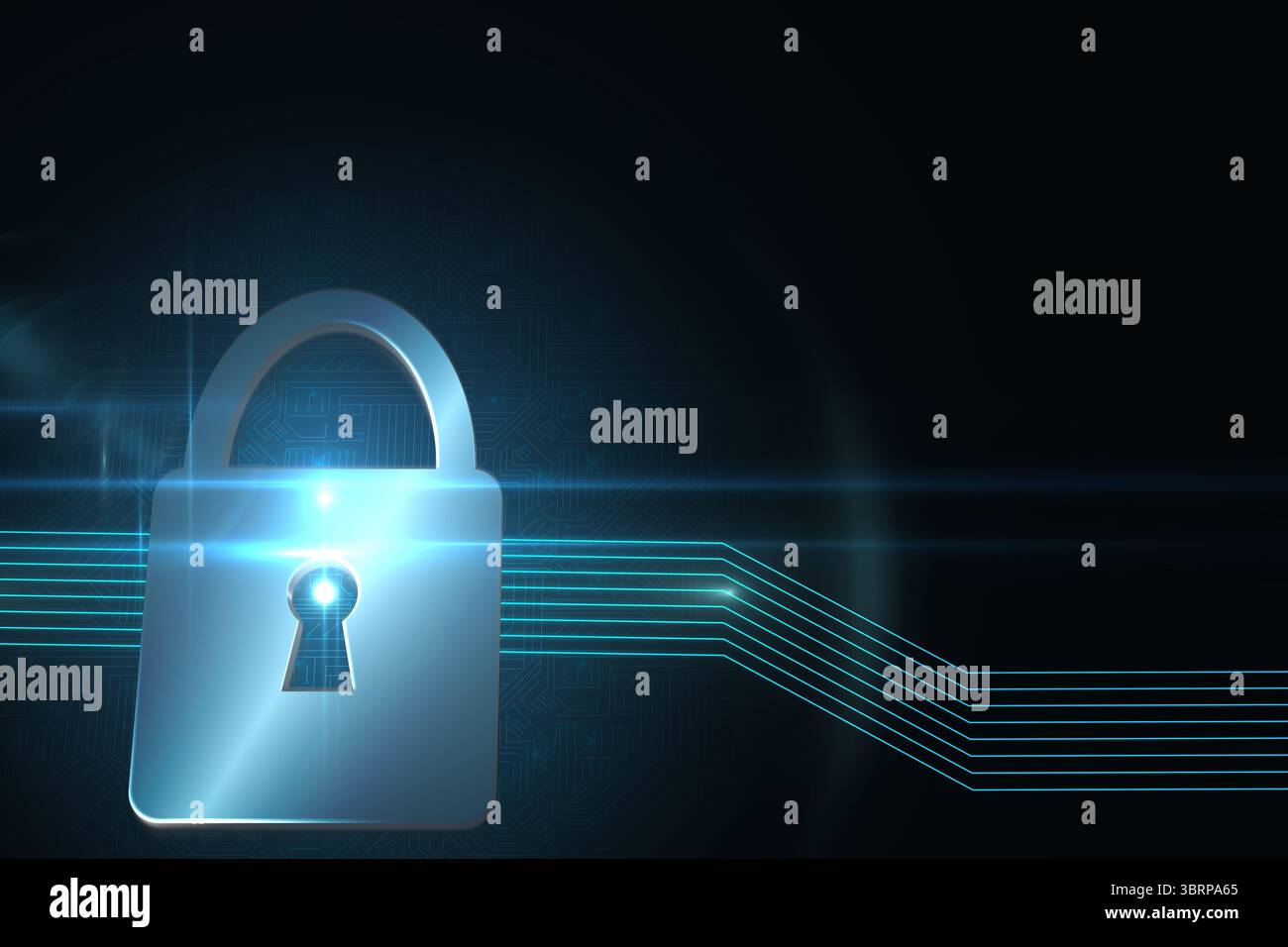 Serratura lucido su sfondo nero Foto Stock