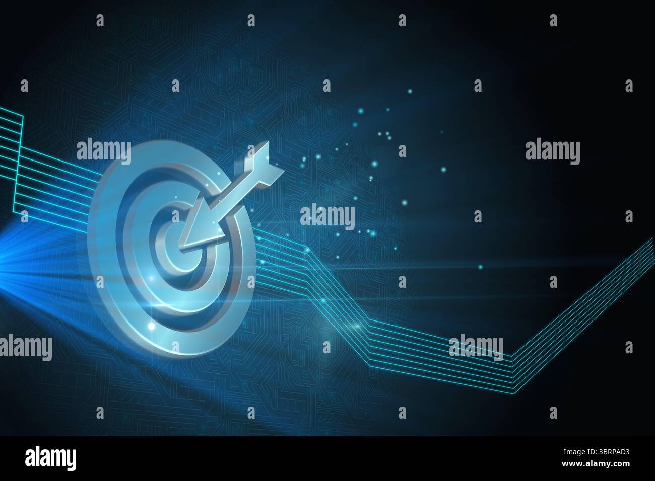 Shiny bersaglio su sfondo nero Foto Stock